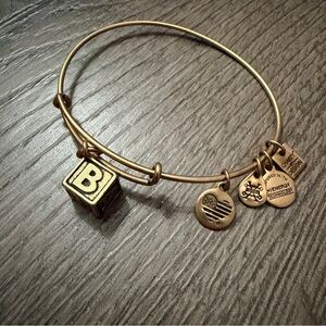 Alex and Ani Gold-Tone Baby Block Charm Bangle